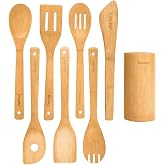 Bamboo Wood Kitchen Utensils Set &ndash; Set of 8 Original Kitchen Accessories for Kitchenware Non-Stick (Spoons, Spatulas, Tongue,