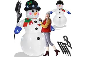 Kesser® Inflatable Snowman XXL 240 cm LED Lighting Fixing Material Decorative Snowman Christmas Decoration Figure Silent Fan Weatherproof IP44, 240 cm