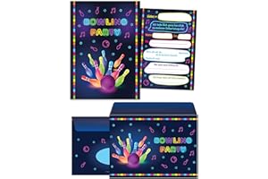 ‎JUNA-EXPERTEN 12 Einladungskarten incl. 12 Umschläge zum Kindergeburtstag Bowling für Mädchen und Jungen/Erwachsene/Bunte Einladungen zum Geburtstag/Geburtstagseinladungen