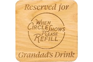 MORNNG CUPPA LAUGH SHARE REPEAT Coaster Reserved for Grandad, Gramps, Grampy, Granda, Grandpa. Great Gift idea for a Special Man for Christmas, Birthday, Fathers Day and More (Grandad Oak Veneer)