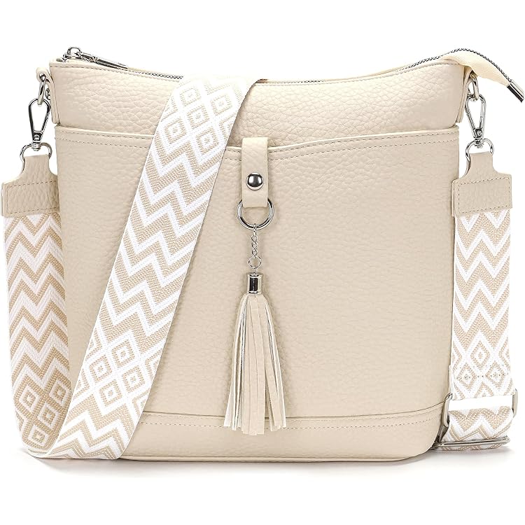 Chase Chic Umhängetasche Damen - PU Leder, Hobo-Tasche, 2 Riemen, Braun