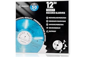 KMKOII 50 x 12 Zoll Premium Antistatisch Schallplatten Innenhüllen Gefüttert |aus 3-Lagige HDPE+Reispapier| Audiophile Schallplatten hüllen Innen Reispapier für LP Vinyl Inner Sleeves Schutzhülle