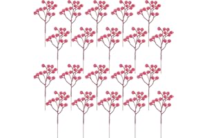 Fangoo 20 Stück 18cm Künstliche Schneebedeckten Verschneit Rote Beeren Picks Stiele gefälscht Rote Beeren Deko Weihnachten Heimdekoration DIY Handwerk Adventskranz Deko Tischdekoration