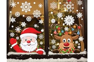 heekpek 358 dekoracja okienna Boże Narodzenie obrazki na okno zima statyczna przyczepna naklejka PCW Święty Mikołaj słodki łoś wielokrotnego użytku płatki śniegu okno