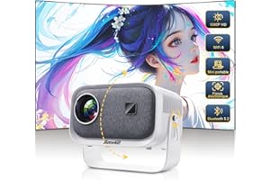 Proyector Portatil【±360° Rotación/Enfoque Remoto Corrección】 18000LM Proyector Portátil FHD 1080P Mini Proyector, Jimveo WiFi6 Bluetooth Proyector 4K Soporte Cine en Casa para iOS/Android/HDMI/USB