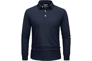 TACVASEN Polo de manga larga para hombre, de secado rápido, camiseta ligera con 3 botones
