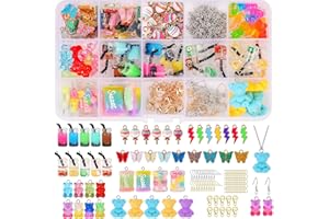 ‎JODIMITTY Jodimitty 180 Stück Charms Anhänger Set Schmuck Selber Machen Set Bubble Tea Anhänger Bär Sweet Süßigkeiten Schmetterling Charms Halsketten Schlüsselanhänger Coole Sachen für Teenager Mädchen