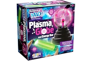 Science Mad - Plasma Globe & Energy Bar 2-In-1 Kit for Kids - Explore Fascinating Properties of Electricity - Multiple Flashing Colours - Control Plasma With Fingers, STEM, 8+ Years