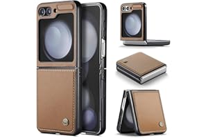 Phernykas Handyhülle für Samsung Galaxy Z Flip 5 hülle Leder, Klapphülle mit Standfunktion und Kartenfächern Cover Samsung Z Flip 5 360 Grad hülle Stoßfeste Flip Case (Braun)