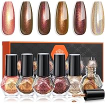Modelones Nail Polish Set 6 Colors Autumn Holographic Brown Nail ...