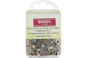 Bohin tissus 1.4 MP200 Assortiment épingles à tête en verre, métal, multicolore