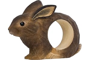 Wildlife Garden WG4564 - Servilletero de madera tallada a mano, diseño de conejo