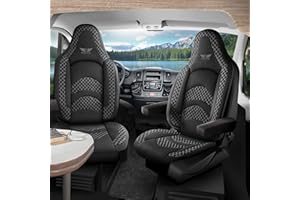 ‎RC ROYAL CLASS RC Royal Class Pilot Seat Cover Seat Covers Protective Cover Set Suitable for Motorhome Ducato Camper Hymer Pössl Bürstner Laika Fendt Accessories (Front Seat Covers, Pilot 432, Black L01)