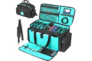OUKNAK DJ Gig Bag, DJ Tasche DJ Kabel Datei Tasche DJ Gear Storage Organizer mit Abnehmbarer Gepolsterter Unterseite und Teilern, Reise Gig Bag für Kabel Sound Equipment Musiker Zubehör (Blau)