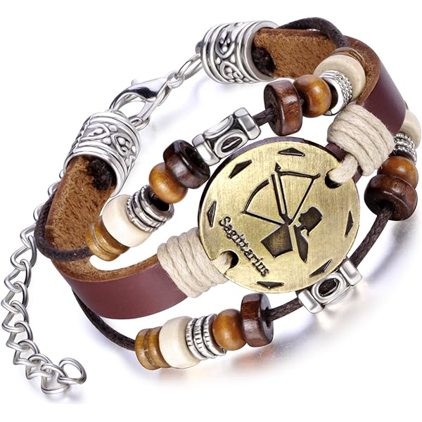 JewelryWe Tierkreis Armband - Sternzeichen Armreif Mit Druckknopf Leder
