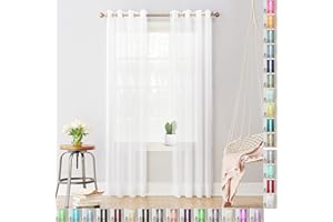 Megachest Woven Voile metallic ring top Curtain 2 Panels with ties (28 colors) (pure white, 56" wideX81 drop(W142cmXH206cm))