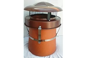 StoveMaestro Anti downdraught chimney pot cowl bird guard Terracotta colour, strap fix