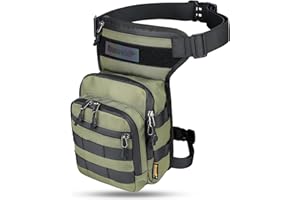 UBORSE Tattico Militare Borsa da Gamba Appesa con Sistema MOLLE, Pratica Borsa da Vita alla Coscia Marsupio Multifunzionale per L'equitazione in Moto Campeggio All'aperto, Verde