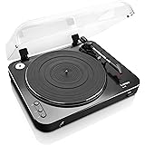 Lenco L-85 Black | 33 & 45 RPM Semi-Automatic Belt Drive USB Turntable for Vinyl with Integrated Stereo Pre-Amplifier and Mov