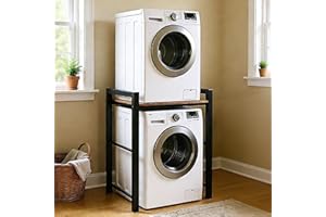 FUOIDYE Scaffale per Incolonnamento Lavatrice Asciugatrice, Mobile Sopra Lavatrice Salvaspazio, Regolabile Supporto per Asciugatrice, Unità di Stoccaggio Della Lavatrice, Capacità di Carico 350kg (Nero)