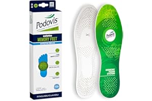 Podovis, Solette Memory Feet - Solette in Memory Foam, Solette Comfort, Sensazione di Sollievo, Ottima Traspirabilità, Taglia Unica 24-45 cm, 1 Paio / 2 Solette