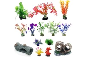 Cayway Aquarium Artificiel, 14 PCS Plante D'aquarium Artificielle Decoration Aquarium Racine Resine Fish Tank pour Que Les Poissons Se Cachent Aquarium Decoration