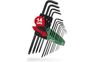 Wiha Zestaw kluczy trzpieniowych z uchwytem ProStar (24312) 14-częściowy I zestaw kluczy kątowych Torx I klucz Torx T5+T6+T7+T8+T9+T10+T15+T20+T25+T27+T30+T40+T50