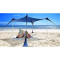 SUN NINJA Beach Tent, SPF 50+ Sun Sail, Includes Sand Shovel, Pegs