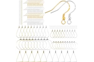 RCIDOS 200 Pezzi Ganci Per Orecchini Argento 925 Ipoallergenic Kit Fai Da Te 25 Oro Argento e 50 Tappi Trasparenti e 50 Accessori Geometrici