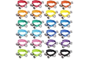 Augshy Wrist Bells, 6Pcs Christmas Wrist Band Jingle Bells with Red Green Gold Silver Bells, Bracelets Jingle Bells Percussion Musical Instruments for Christmas Gifts Kids Party Favor Toys