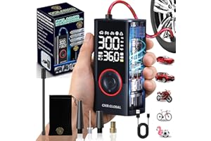 SUPER PRO Compresor Aire Portatil. Inflador Ruedas Coche. Inflador Eléctrico con Linterna 150 PSI para Coche Moto Bicicleta Pelota. Hinchador eléctrico Batería Recargable 4000 mAh. Viaje Emergencia