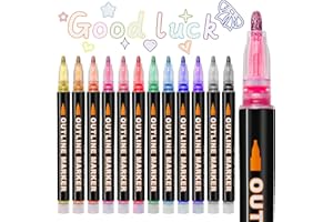 ‎GELANTY Gelanty Outline Markers, 12 Farben Glitzerstifte, Zeichenstifte für Weihnachtsmalerei, Metallic Stifte für Scrapbook, Teenage Girls Gifts, Kunst und Handwerk