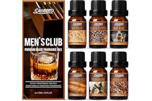 ‎SALUBRITO SALUBRITO Männer Ätherische Öle Set für Diffuser, Aromatherapie Holz Duftöle für Kerzenherstellung - Sandelholz, Teakholz, Lorbeer-Rum, Schwarzer Pfeffer, Vetiver