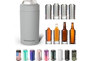 Frost Buddy Universal Can Cooler - Fits all - Stainless Steel Can Cooler for 12 oz & 16 oz Regular or Slim Cans & Bottles - Stainless Steel (Pebble)