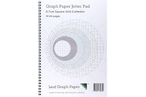 LEAF GRAPH PAPER A4 Graph Paper 7mm 0.7cm Squared Jotter Pad, 50 Pages Cartesian Style, Grey Grid