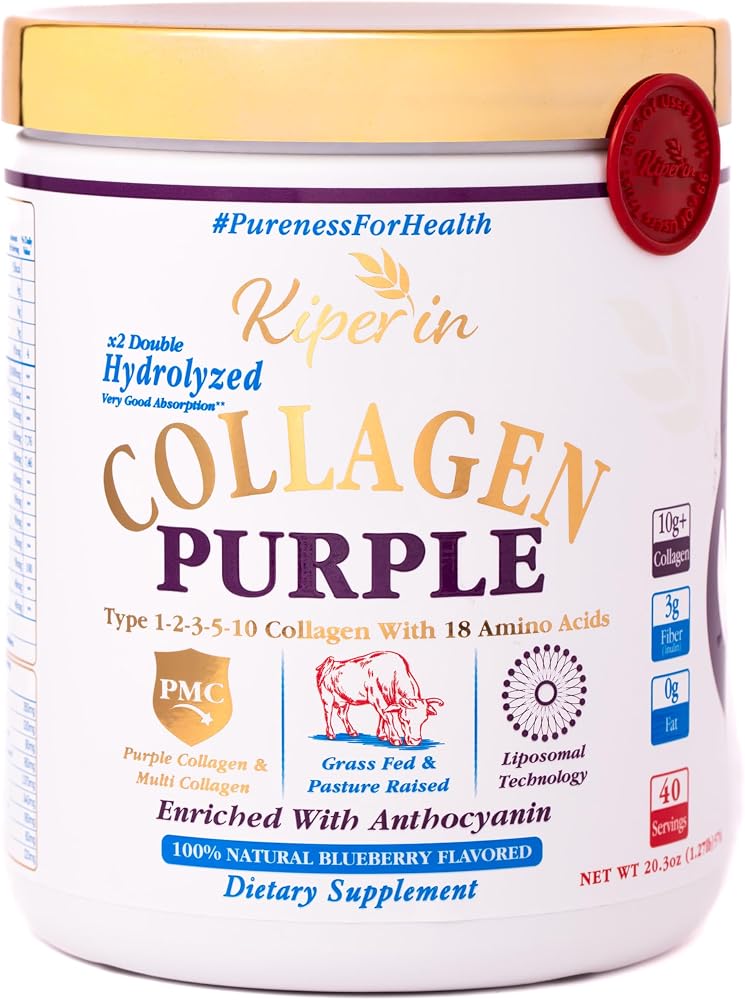 Kiperin Mor & Multi Kolajen Peptit Protein Tozu | Klinik Olarak Kanıtlanmış | Hyalüronik Asit, Lif, Sambucus, Magnezyum, Bromelain, C Vitamini | x3 Bağışıklık x2 Güzellik & Sağlık | 40 Servis 576g