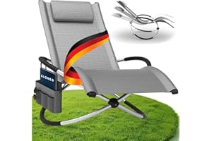 MAXVITALIS ELONEO Schaukelliege Outdoor mit Tasche, Relaxliege bis 180 kg Belastbarkeit, Schaukelsessel Outdoor, Liegestuhl wetterfest, Sonnenliege für Garten und Balkon, graukariert