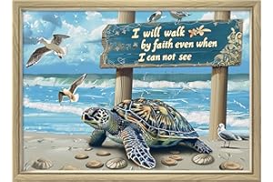 LECZANY Kit de point de croix à faire soi – meme kit de démarrage de broderie pré - imprimée canevas kit complet adulte ou enfants pour les debutants - La tortue marche 57x40cm