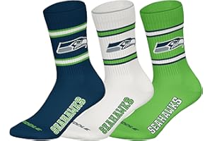 NFL Unisex Seattle Seahawks 3pk Crew Socks, Navy-White-Green, 43-46 EU