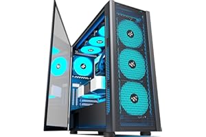 KEDIERS Case PC - Preinstallato 6 PWM ARGB ventilatore, E-ATX Tower Case in vetro temperato, nero, C730 (Nero, C730)