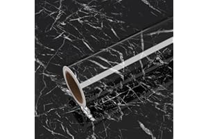 VEELIKE Vinilo Papel Adhesivo Mármol Negro 40cm x 900cm Papel Pintado Pared Impermeable Papel Autoadhesivo Pared Marmol Papel Tapiz Paredes Papel para Forrar Muebles para Dormitorio Sala Habitación