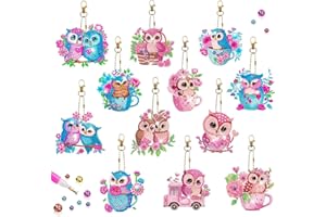 DNWFZ Diamond Painting Anhänger 12PCS 5D Diy Diamond Painting Schlüsselanhänger Kinder Malerei Stickerei Diamant Painting Anhänger Art Herz Mandala Frauen Mädchen Handtasche Schlüssel Craft Kits