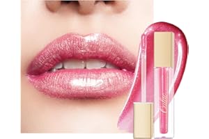 Oulac Brillo Labios Purpurina - Barra de Labios Líquida con Purpurina, Brillo de Labios Hidratante Transparente para Labios Secos | Enriquecido con Aceite Esencial Rosa, 4,5ml, Rosa (C11)