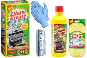 TOPEST Elbow Grease Oven Cleaner for Domestic Ovens and BBQ - 500 ML Bottle - Bags and Gloves Included - Complete Oven Cleaning Kit with Elbow Grease Scrubbing Pad