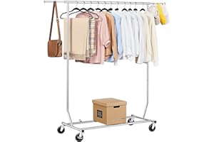 Yaheetech Stand Appendiabiti con Ruote da Terra Estensibile 130-190 cm in Metallo Cromato Portabiti Regolabile in Altezza 165-178 cm Portata 90 kg