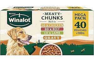 WINALOT Meaty Chunks Mixed in Gravy Wet Dog Food Pouches 40x100g