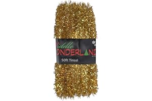 Widdle Gifts 50ft x 3cm Gold Tinsel Extra Long 15 Metre Christmas Decoration, Crafting, Christmas Trees and party Decorations (Gold)