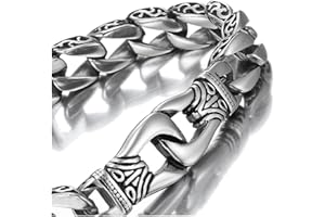 URBAN JEWELRY Sagenhaftes Edelstahl Herren Glieder Armband Silber Schwarz 23 cm (Mit Marken Geschenkschachtel)