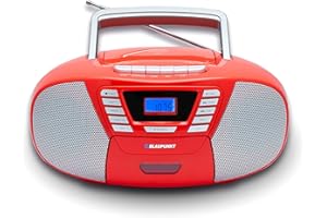 Blaupunkt B 120 RD tragbarer CD Player mit Bluetooth | Kassettenrekorder | Hörbuch Funktion | CD-Player mit USB | kleines CD-Radio | Aux In | PLL UKW Radio | Radio mit CD Spieler | Rot