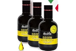 AIA DE MÂ SERGIO MARCHETTI Olio extravergine di oliva Estratto a Freddo 3 Bottiglie da 250ml, Olio Extravergine di oliva Italiano Qualità Superiore, Olio di oliva prodotto in Italia Olio evo Versatile Leggero Salutare Gustoso